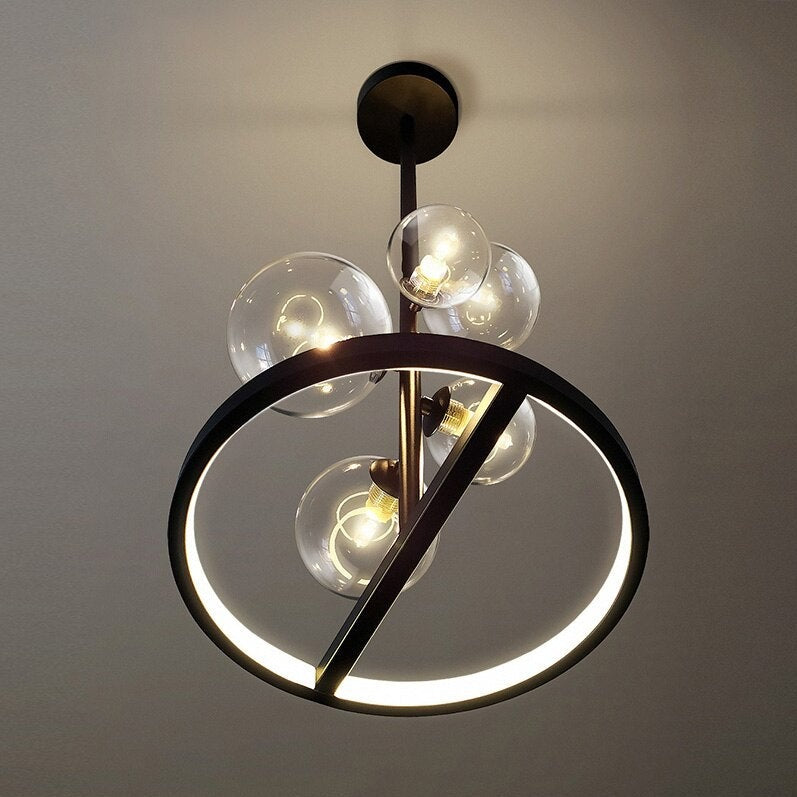 Black Metal Round LED Chandelier - Romane Design