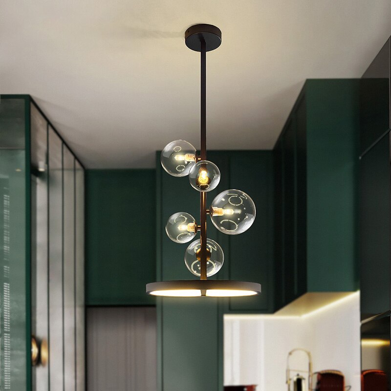 Black Metal Round LED Chandelier - Romane Design