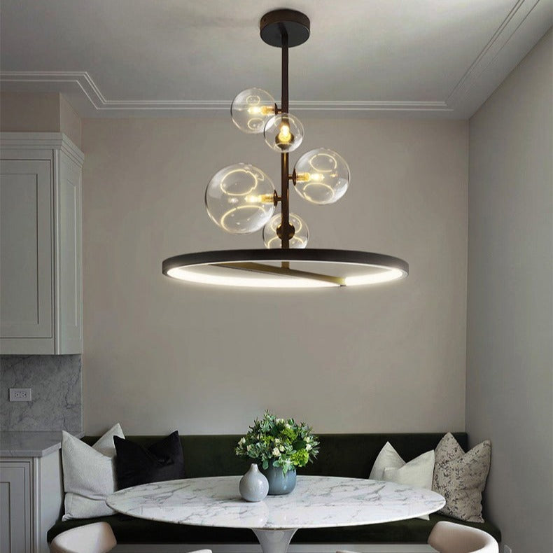 Black Metal Round LED Chandelier - Romane Design