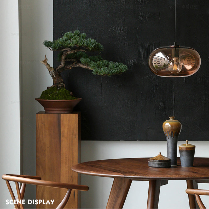 Pannas Round Glass Shade Suspension Light Fixture