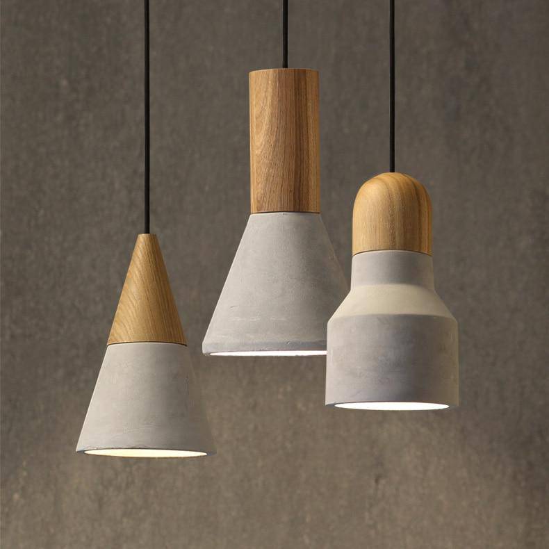 Wooden and Cement Suspension Design in Various Shapes Studio