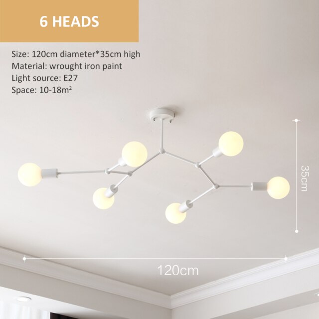 Industrial LED Chandelier with Multiple Metal Branches Rally