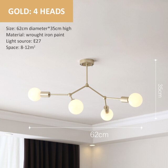 Industrial LED Chandelier with Multiple Metal Branches Rally
