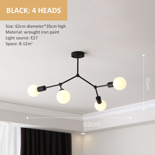 Industrial LED Chandelier with Multiple Metal Branches Rally