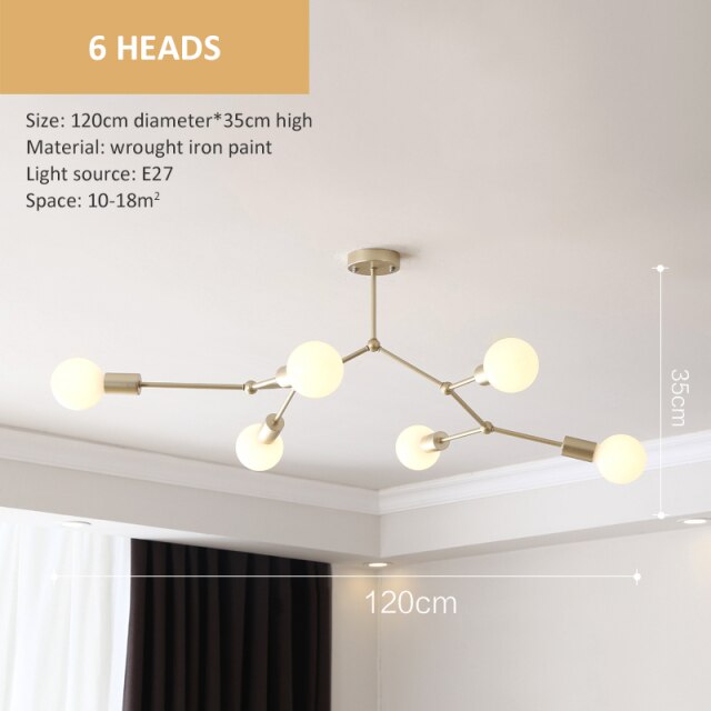 Industrial LED Chandelier with Multiple Metal Branches Rally
