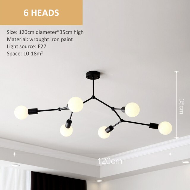 Industrial LED Chandelier with Multiple Metal Branches Rally