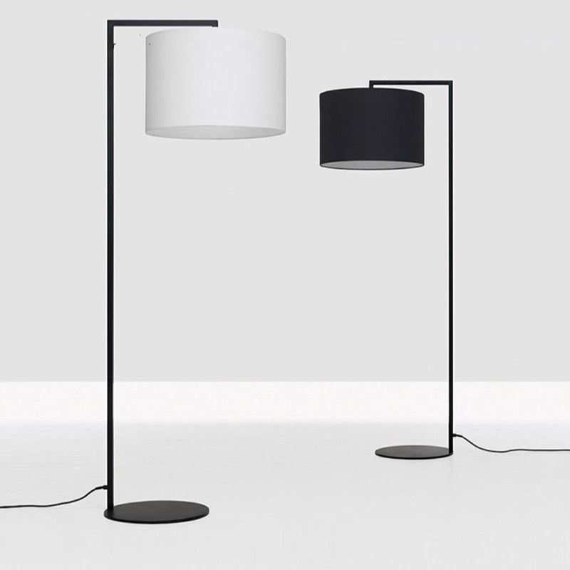 Modern Floor Lamp with Round Fabric Shade - Atmosphere