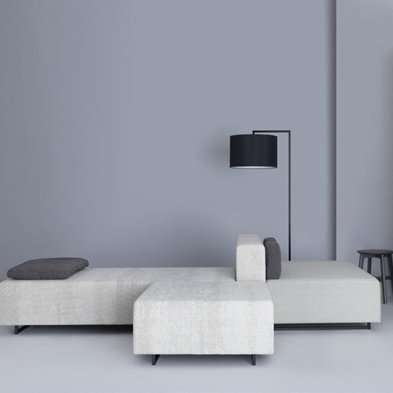 Modern Floor Lamp with Round Fabric Shade - Atmosphere