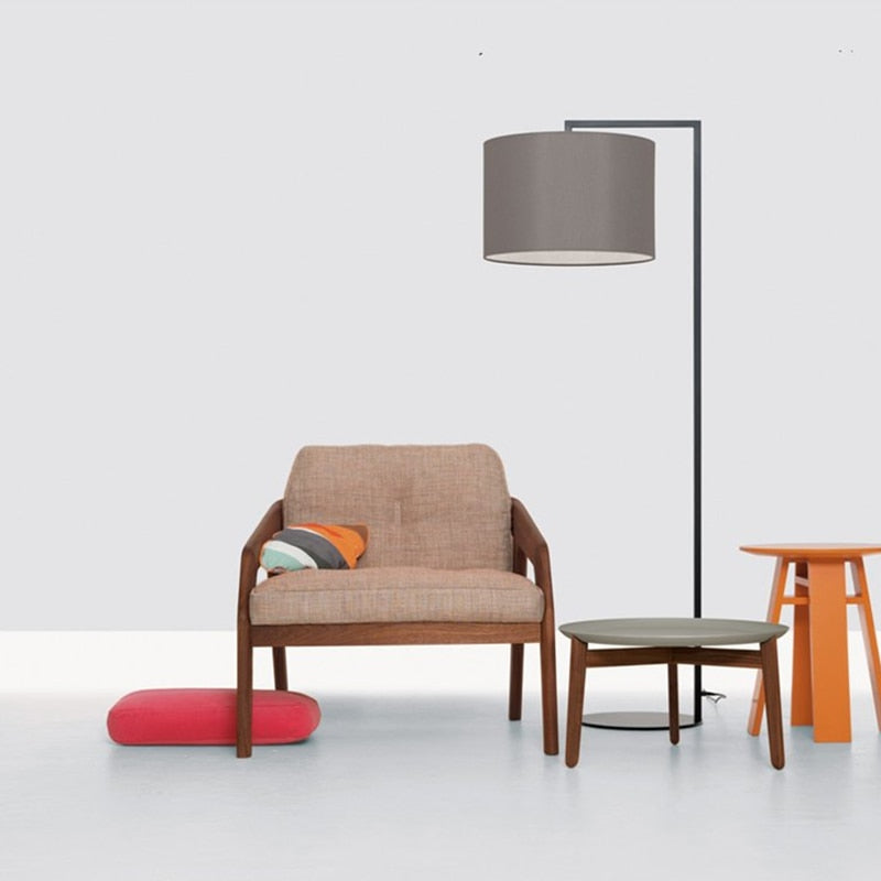 Modern Floor Lamp with Round Fabric Shade - Atmosphere