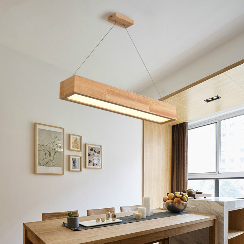 LED Wooden Rectangle Pendant Light
