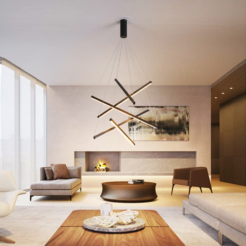 Solana LED Chandelier with Illuminated Metal Strips