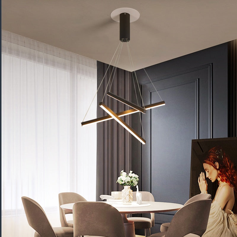 Solana LED Chandelier with Illuminated Metal Strips