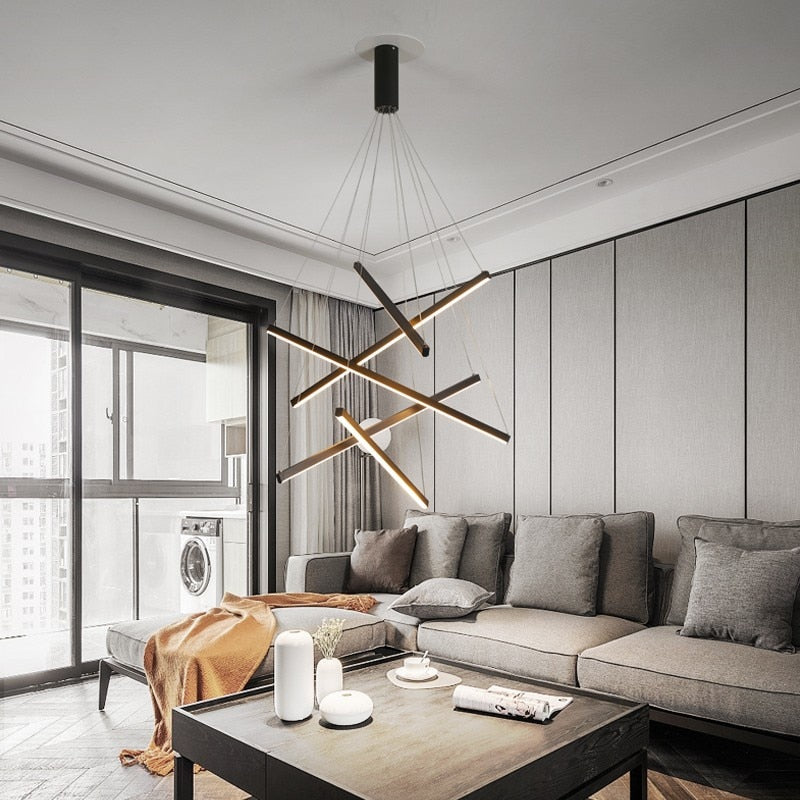 Solana LED Chandelier with Illuminated Metal Strips
