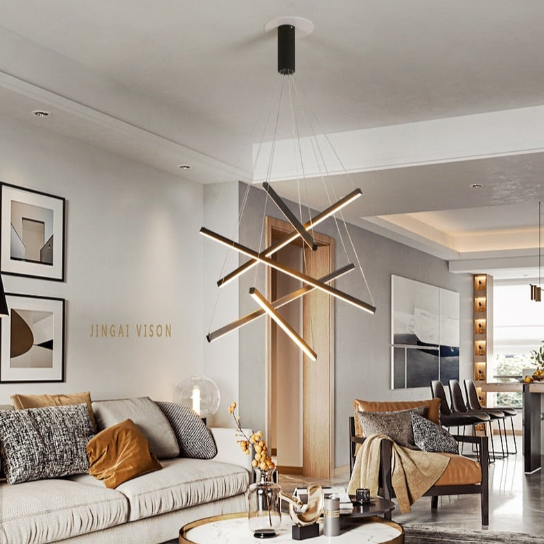Solana LED Chandelier with Illuminated Metal Strips