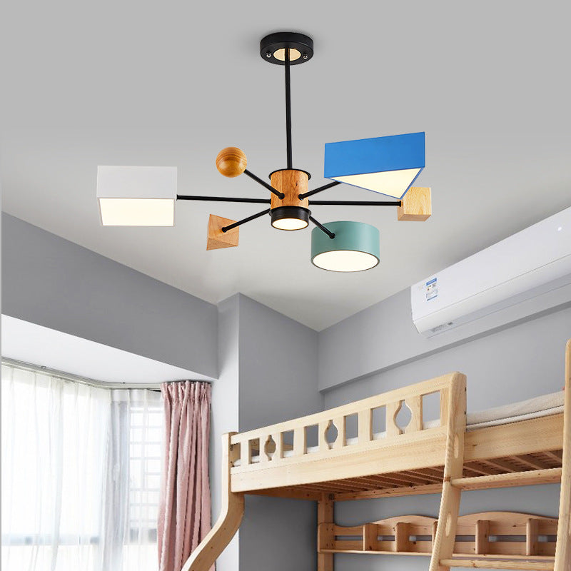 Modern LED Pendant Light with Colorful Geometric Shade Fresia