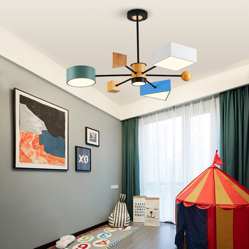 Modern LED Pendant Light with Colorful Geometric Shade Fresia