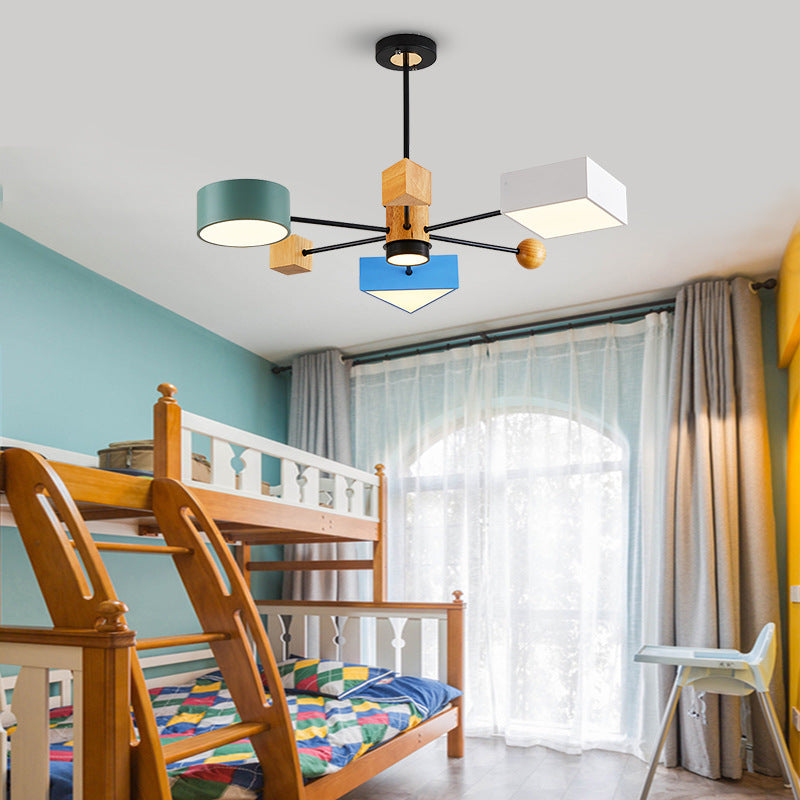 Modern LED Pendant Light with Colorful Geometric Shade Fresia
