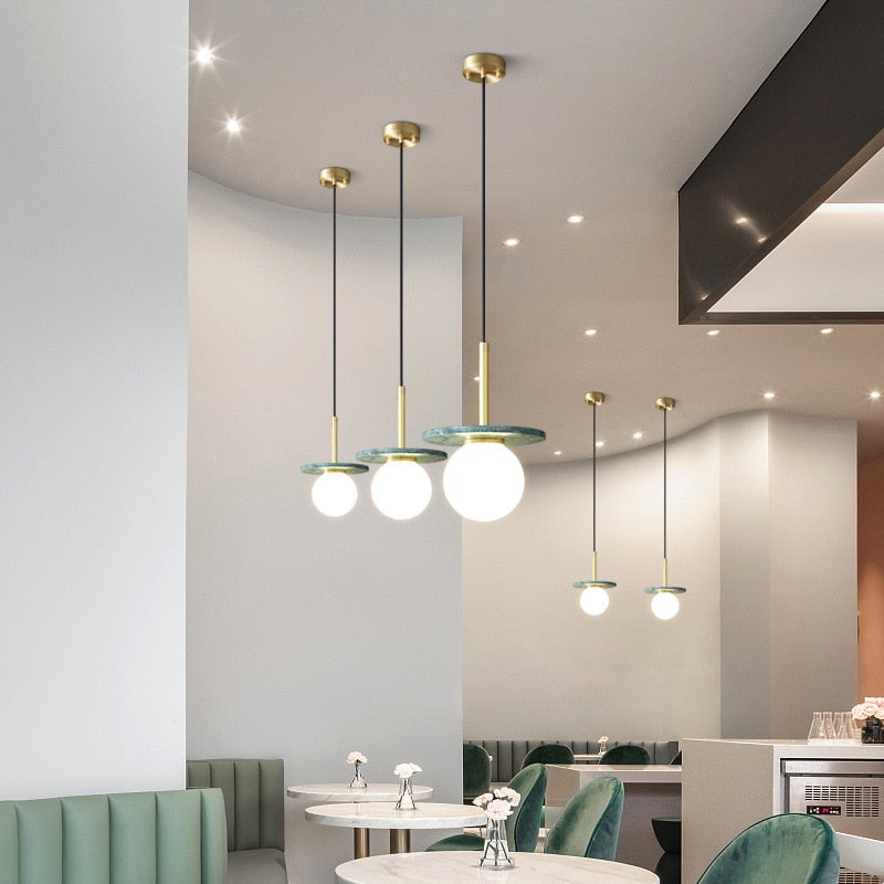 Gianna Flat Marble Shade Pendant Light