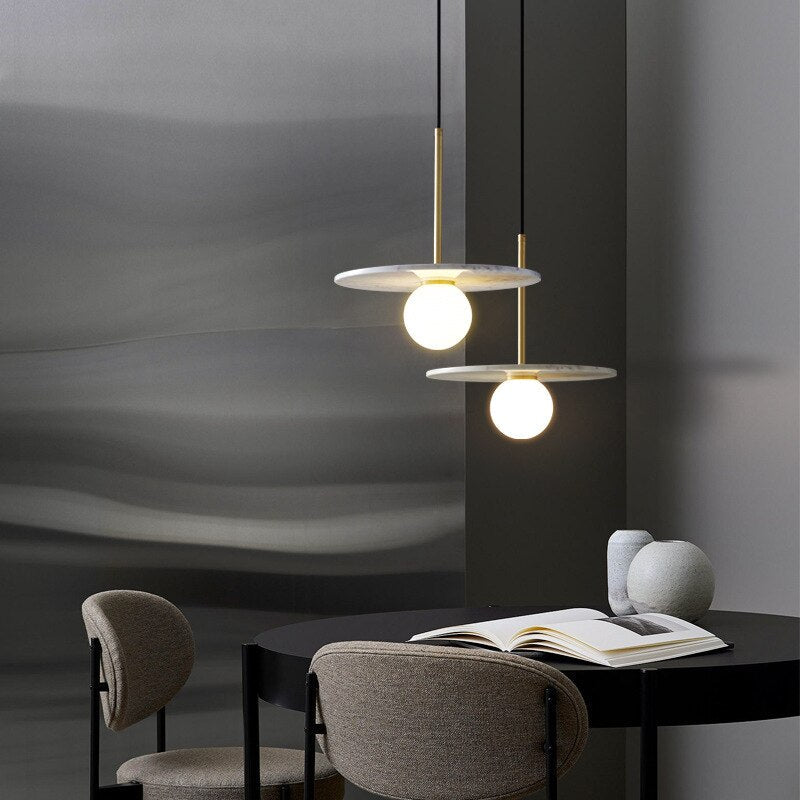 Gianna Flat Marble Shade Pendant Light