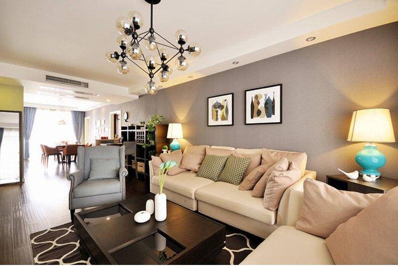 Black Multi-Branch Chandelier with Livewin Glass