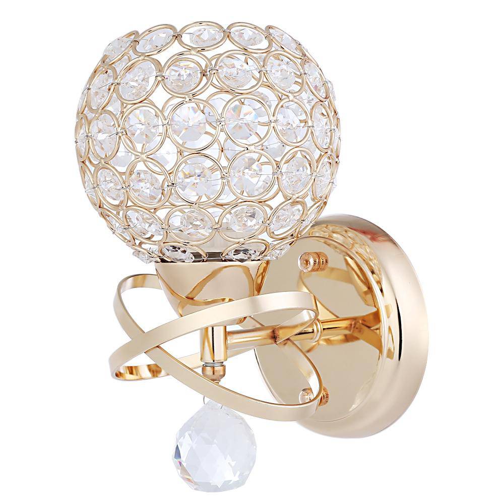Antique Gold Wall Sconce with Crystal Ball