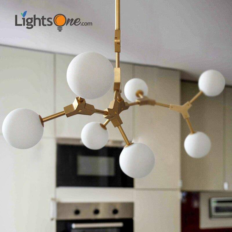 Golden Metal LED Pendant Light with Glass Balls for Loft