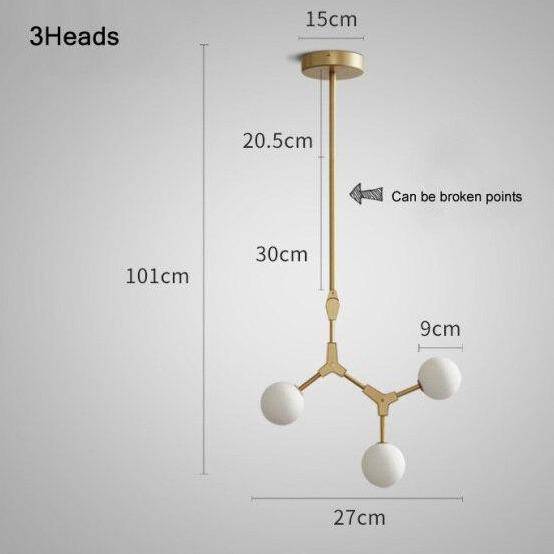 Golden Metal LED Pendant Light with Glass Balls for Loft