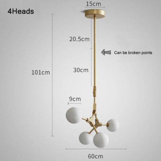 Golden Metal LED Pendant Light with Glass Balls for Loft