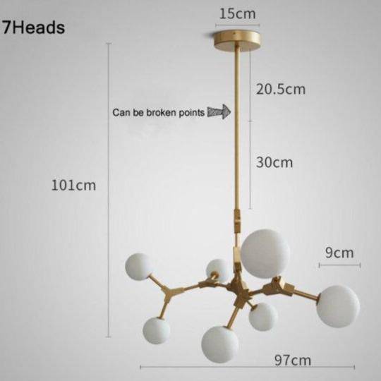 Golden Metal LED Pendant Light with Glass Balls for Loft