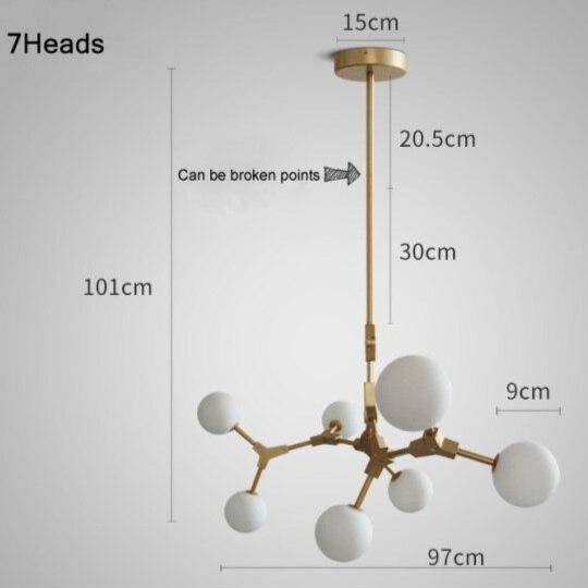 Golden Metal LED Pendant Light with Glass Balls for Loft