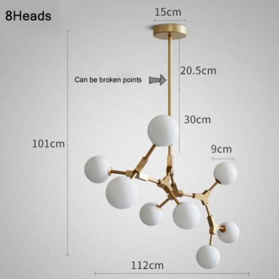 Golden Metal LED Pendant Light with Glass Balls for Loft
