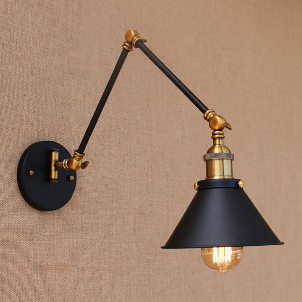 Adjustable Black and Gold American Country Wall Sconce