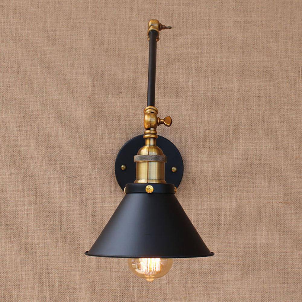 Adjustable Black and Gold American Country Wall Sconce