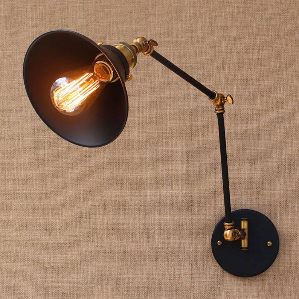Adjustable Black and Gold American Country Wall Sconce