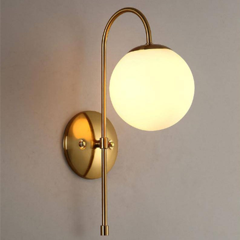 Simple Elegant Gold Wall Sconce with Sphere