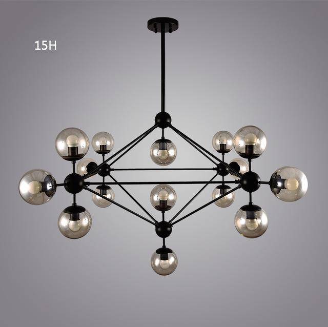Black Multi-Branch Chandelier with Livewin Glass