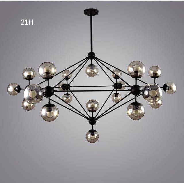 Black Multi-Branch Chandelier with Livewin Glass