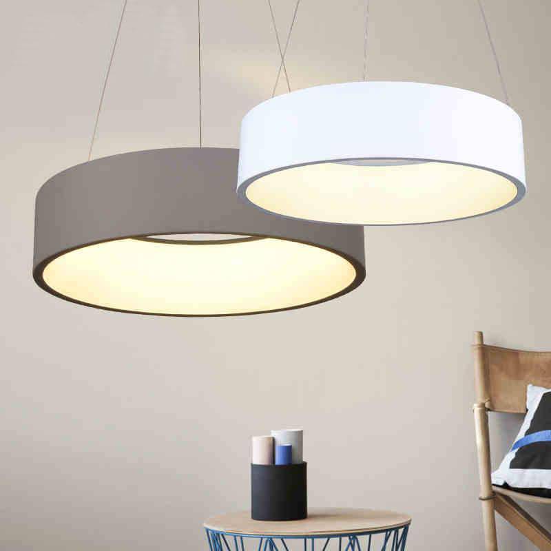 Modern Minimalist LED Circle Pendant Light (Gray or White)