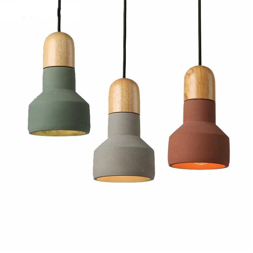 Nordic Cement and Wood LED Pendant Light