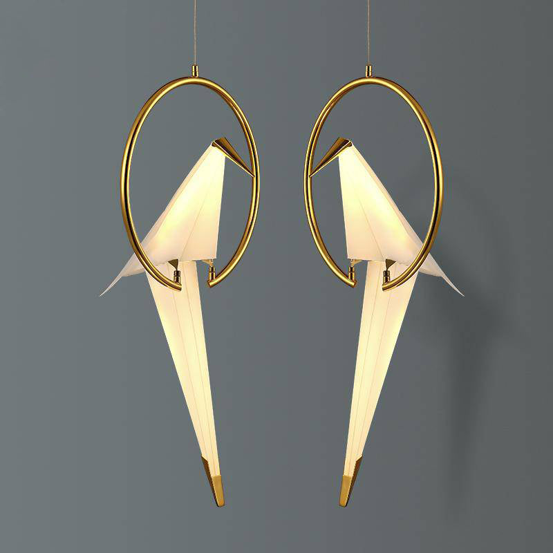 Gold Hoop LED Bird Pendant Light