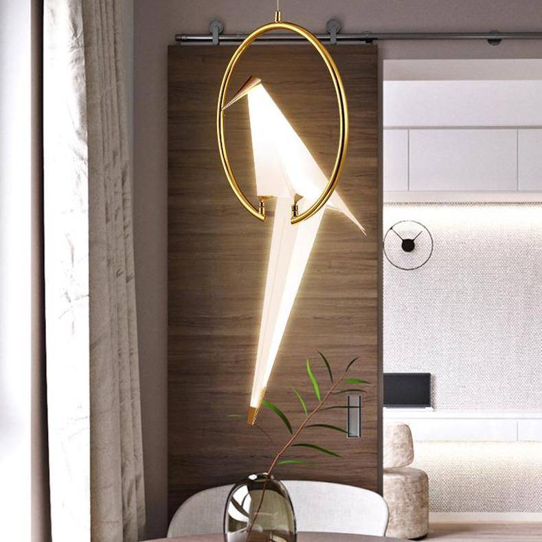 Gold Hoop LED Bird Pendant Light