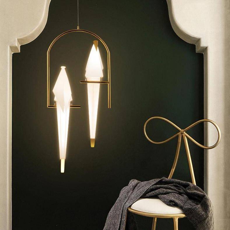 Gold Hoop LED Bird Pendant Light