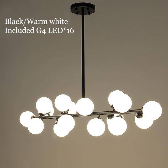 LED Branch Design Chandelier with Glass Balls (Black or Gold)