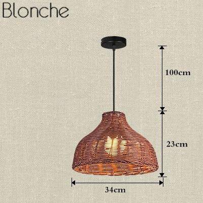 Colorful Rattan Shade LED Pendant Light