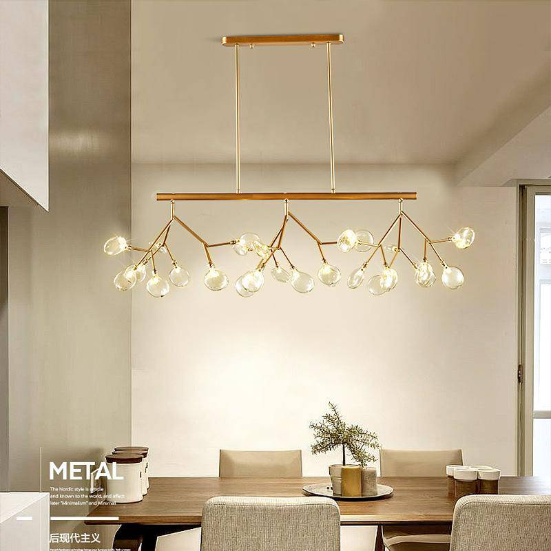 Modern LED Chandelier with Wooden Tree Branch Design