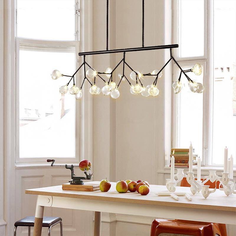 Modern LED Chandelier with Wooden Tree Branch Design