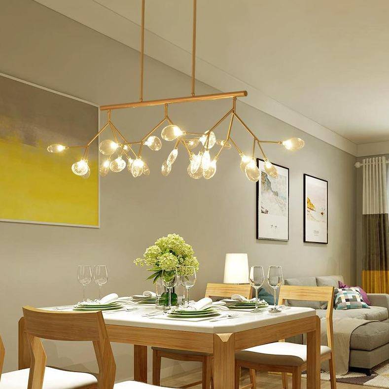 Modern LED Chandelier with Wooden Tree Branch Design