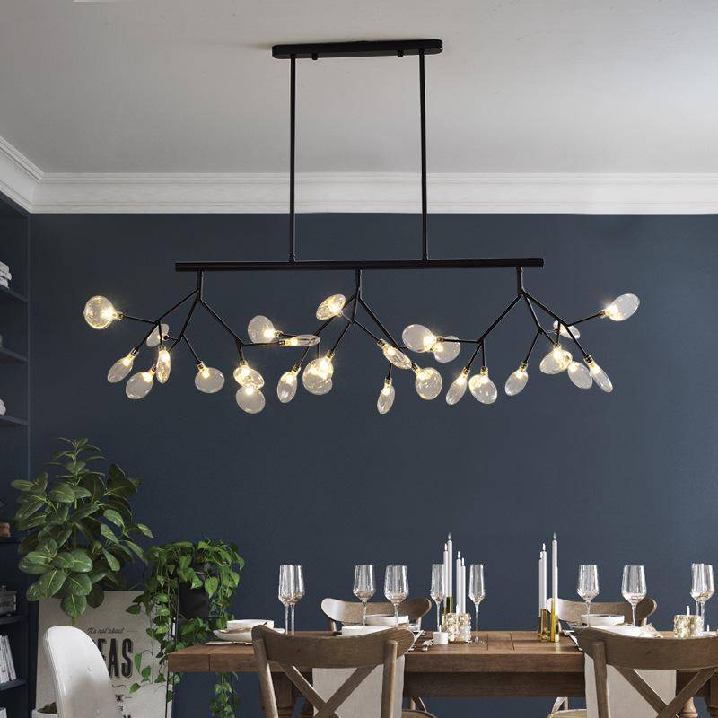 Modern LED Chandelier with Wooden Tree Branch Design
