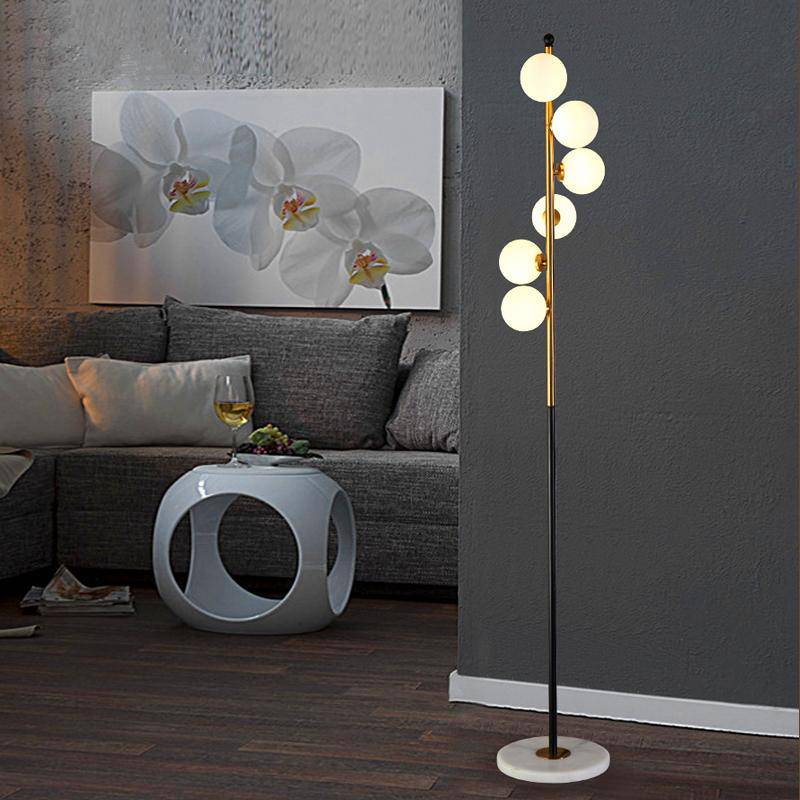 Modern Gold LED Floor Lamp with Glass Sphere
