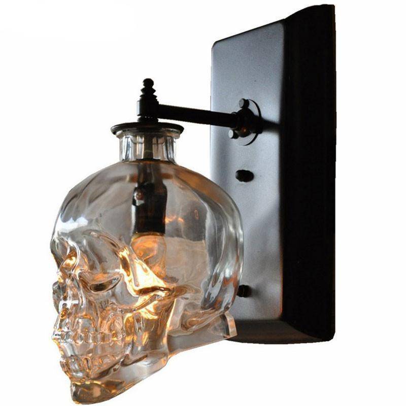 Glass Skull Wall Sconce